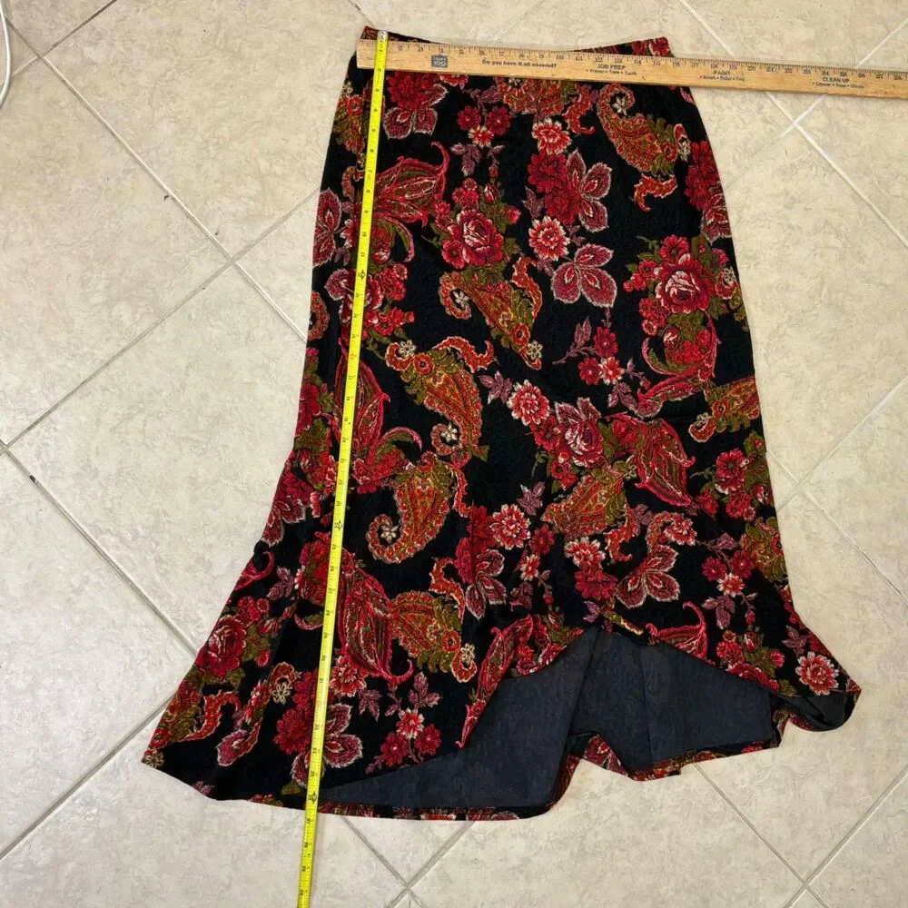 Coldwater Creek Maxi skirt women’s size L  VTG Boho Elastic Waist Dark floral